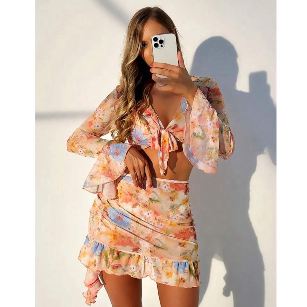 4 piece multicolor boho swim set - Picture 4 of 7